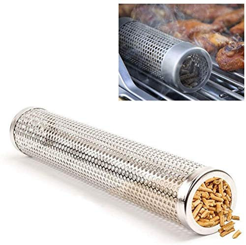 VICMAT Barbecue - Tubo per affumicatura in acciaio inox 304, 30,5 cm, accessori per barbecue a gas e barbecue a carbone, scatola per affumicatura, pellet