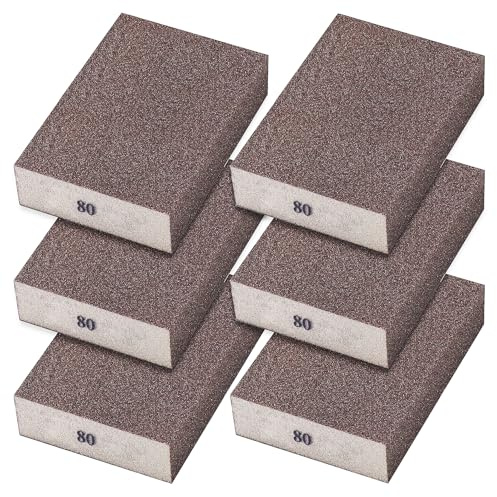 Sunxeke Schleifschwamm, Körnung 80, grobe Blöcke für Metallschleifen, Holz, Schleifbürste, waschbar und wiederverwendbar, N-G-001-80