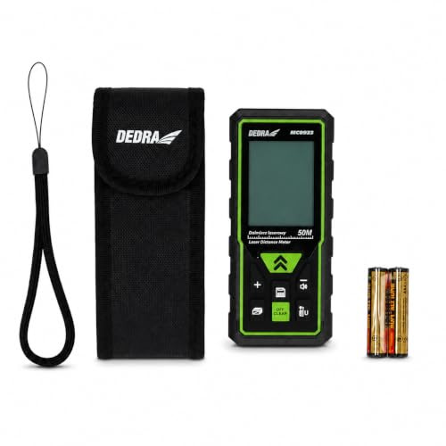Dedra Télémètre Laser Numérique 50m (MC0933) – Mètre Laser de Précision pour Mesure de Distance, Surface et Volume – Écran Rétroéclairé, Compact, Idéal Bricolage et Immobilier