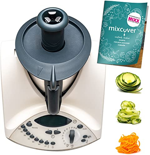 mixcover verbesserter Spiralschneider Gemüsenudeln herstellen mit Ebook Rezeptheft kompatibel mit Vorwerk Thermomix TM31 Gemüsepasta Gemüsehobel gemüsereibe elektrisch GemüseStyler