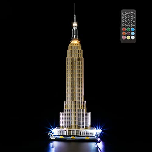 GEAMENT LED Licht-Set (Fernbedienung) Kompatibel mit Lego Empire State Buildinb - Beleuchtungsset für Architecture 21046 (Modell-Set Nicht enthalten)