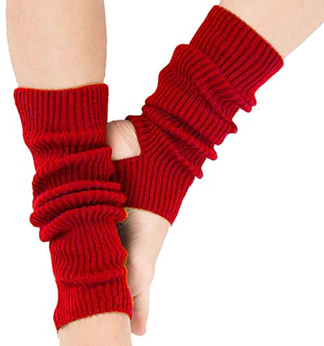 VUCDXOP Calentadores de piernas para mujeres y niñas, calcetines de yoga para mujer de punto con estribo de invierno extra suaves, calentadores de piernas largos para yoga y danza, rosso, talla única