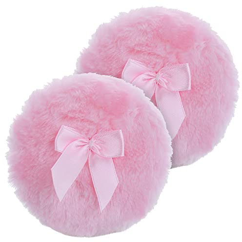 Sibba Runde Schleife Puderquaste 10 cm Ultraweich Waschbar Wiederverwendbar Groß Velours Gesicht Körper Puderquaste Lose Puderquaste Nass und Trocken