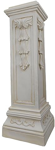 OUTOUR Greek Roman Square Pillar Magnesium Oxide Column with Stand Pedestal Holder Base for Wedding Tables, Indoor/Outdoor Patio and Garden Decor Large Size Pillar 35.8'' High