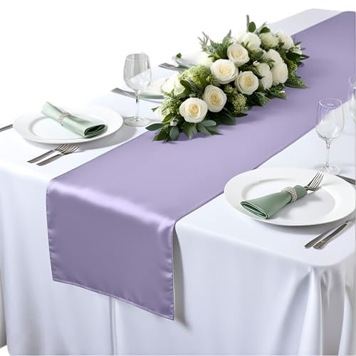 Elegant Event Essentials - Polyester Table Runner - For Spring Party, Wedding, Reception, Banquet, Home Dining Space Christmas Decoration (Lilac, 12 Inch X 80 Inch)
