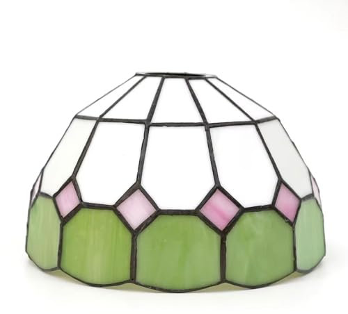 BOTOWI 8 Zoll breiter Tiffany-Lampenschirm Zubehör Ersatz nur mediterrane Buntglas-Lampenschirme Vintage-Grünblau-Lichtabdeckung für Tischlampe Wandlampen Kronleuchter Deckenleuchte,Grün