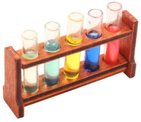 VICASKY 1satz Miniatur Test Tubes Mit Holzregal Für Dekoration Farbige Reagenzgläser Für Mini-landschaften Und Rollenspiele Für -projekte Und