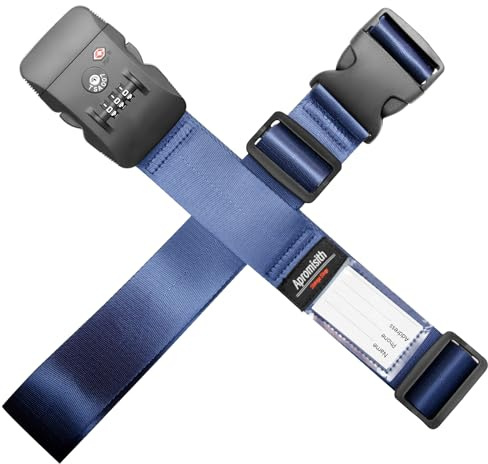 Cinghia trasversale per valigie da 20“-28” con chiusura a combinazione a 3 cifre approvata da TSA Ampie cinghie regolabili Accessori da viaggio, blu