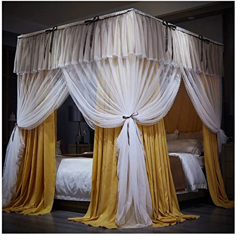 itonc Bett Vorhang Luxus Bett Baldachin Etagenbett Baldachin Bett Vorhang Mit Edelstahl-Rohr-Halter, Vier Jahreszeiten Universal (Farbe : A4, Größe : 200X220X200Cm)