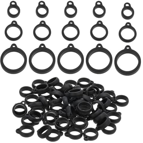 PATIKIL Anti-Lost Silicone Rubber Rings 20 Pcs Joint Holder Ring Multipurpose Adjustable Anti-Slip Band Holder Replacement O Ring for Insert Badge Pen Lanyard Keychain Leash, Black