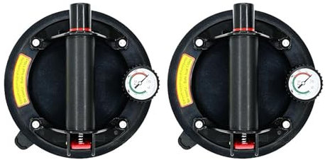 Hochleistungsheber mit Vakuum-Saugnapf, Professioneller 8-Zoll-Glassaugnapf mit mechanischem Manometer – sicherer Halt, rutschfester Griff, Aluminiumbasis – for Setzen von Steinfugen für Glaser, Umzug
