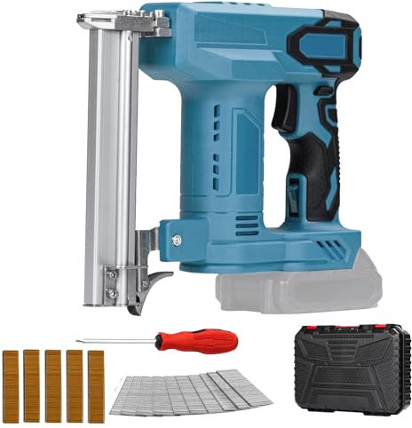 Akku Tacker Nagelpistole Kompatibel mit Makita 18V Lithium-Akku, 100W Tackerpistole mit 1000 Gerade Nägel und 500 U-förmige Nägel, Elektro Tacker Elektrotacker (ohne Ak-ku & Ladegerät)