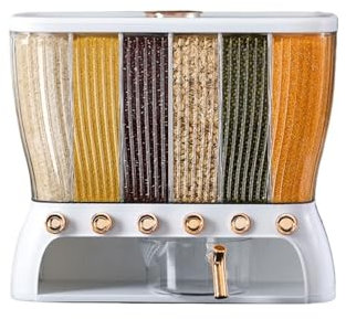 Flingdispenser Flingbehållare 6 Grid Matförvaringslåda Spannmåls- Och Risdispenser Torrmatbehållare För Nötter Sojabönor Kaffebönor Livsmedelsdispenser Matbehållare