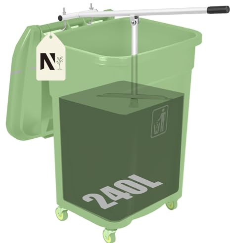 NEWTRY Müllpresse Müllverdichter für 120L-240L Rollcontainer, Abfallzerkleinerer Recycling-Handwerkzeug mit platzsparendem Design für Zuhause, Küche und Garten - Weiß