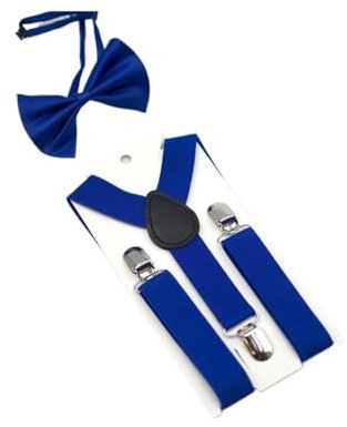 VONCYKI Kinder-Fliege + Hosenträger verstellbare klassische Schmetterlingsriemen, Baby-Schleife, Hochzeit, Party, Kinder, Jungen, Baby-Accessoire, Krawatte (Blau)