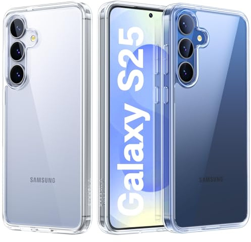 TORRAS Diamond für Samsung Galaxy S25 Hülle Anti-Vergilbung Klar | 100% Anti-Vergilbung, Militärischer Fallschutz, Kristallklar, Präzise Tasten.