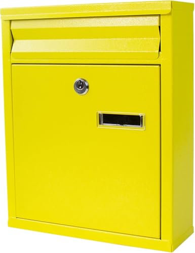 Mini boîte aux lettres murale jaune avec fenêtre de visualisation verrouillable pour magazines journaux et lettres