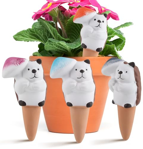 SilverChry 4-teiliges Wiederverwendbare Tonspitzen Bewässerung, Tonkegel Bewässerung, Gute Wasserdurchdringung, Pflanzen Bewässerung Automatisch für Blumen, Topfpflanzen und Gartenpflanzen