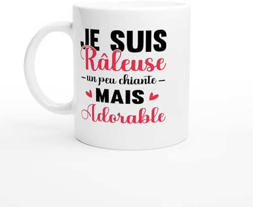 PassionCadeau Mug Je Suis Râleuse un Peu Chiante mais Adorable – Tasse Humour Femme – Idée Cadeau Drôle – Mug Original Caractère – Cadeau Amie Collègue