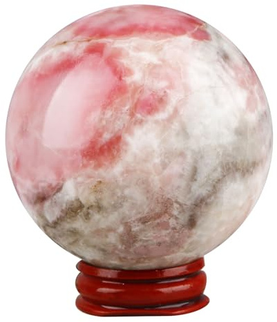 DECORN Esfera de Cristal de ópalo Rosa Natural Escultura de Piedras Preciosas curativas Esfera de Piedras pulidas Decoración para el hogar, Oficina y Reiki Feng Shui,5~6cm