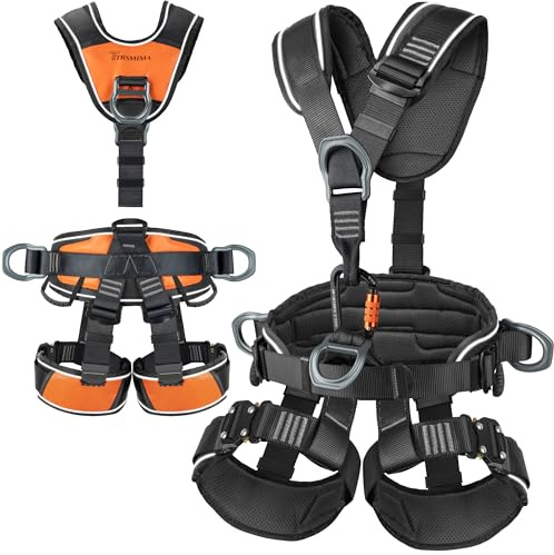 TRSMIMA Safety Harness Fall Protection - Roofing Full Body Climbing Harness Men Tree Work Rock Climbing Chest Ascender Detachable Design