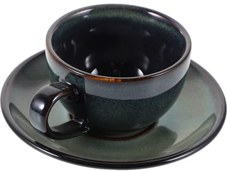 COLLBATH Set Di Tazze Da Caffè in Ceramica Vintage Con Piattino Tazzine Da Caffè Espresso Squisite Cappuccino Tazza 90ml Per Ufficio E Casa
