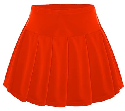 Jupe d'été pour fille - Jupe de tennis plissée décontractée pour enfants - Jupe patineuse trapèze avec design - Jupe de jeu confortable pour l'école et l'extérieur, rouge, 7-8 ans