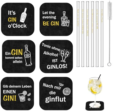 Bier Untersetzer Filz, 6 Stück Untersetzer Set Filz Bier mit Srüchen Glasuntersetzer Getränkeuntersetzer, Oktoberfest Bayrisch Geschenk, Oktoberfest Tischdeko für Mottoparty (Gin)