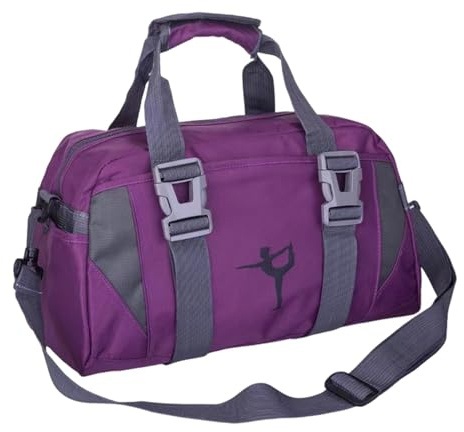 Sporttasche Damen Reisetasche Yogatasche Fitnesstasche aus strapazierfähigem Nylon mit verstellbarem Gurt für Training Reisen Fitnessstudio- Violett