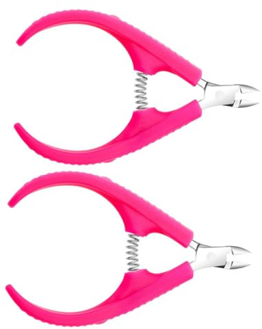 LALADEFIEE Cortacutículas de Acero Inoxidable y Plástico, Alicate para Eliminar Cutículas Diseño Antideslizante, Paquete de 2 Piezas Adecuado para Manicura Profesional