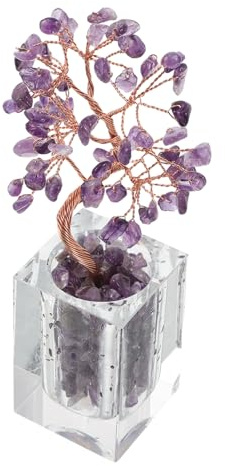 Kristall Reichtumsbaum als Bonsai Baum im Topf für Deko | Kristall, Wohnraum und Büro, Ruhige Stimmung, Kunstvolle Eleganz, Kompaktes Format