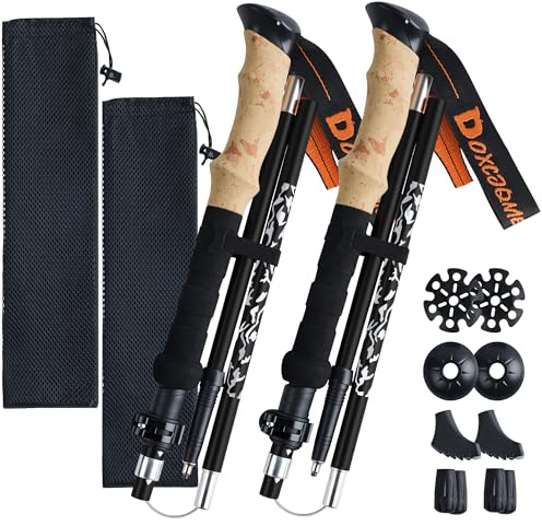 DOXCJQME Wanderstöcke Faltbar Aluminium 2Pack Trekkingstöcke Nordic Walking Stöcke Damen Herren 110-130cm Leichte Trekkingstöcke