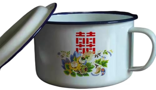 LEEDJUINE Nostalgia Old Style - Taza de agua esmaltada, 1300 ml, estilo chino, retro, resistente al calor