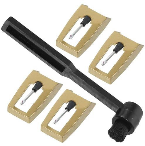 Toyvian Lot de 5 Aiguilles de Platine Vinyle Vintage en Aluminium Rouge avec Brosse de Nettoyage, Aiguilles de Remplacement Précises pour Tourne-disque Phonographe, Accessoire Vinyle