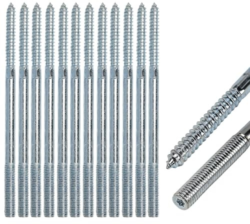 WANTOUTH 10 PCS Tornillos de Doble Roscado M10x200mm, Pernos de Suspensión, Tornillo Torx de Acero Galvanizado, Tornillos Esparragos, Tornillo de Doble Cabeza para Muebles Abrazaderas Madera