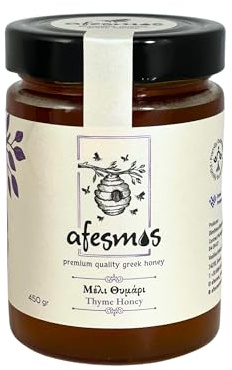 Afesmos Miele di Timo Greco 450 g – Miele Mediterraneo Aromatico, Gusto Intenso e Note Erbacee