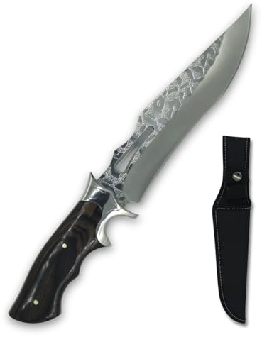Generico Coltello da Caccia Lama Fissa in Acciaio con Manico in Legno e Fodero Incluso – Coltello Outdoor per Caccia Campeggio ed Escursionismo – Idea Regalo – Modello 05