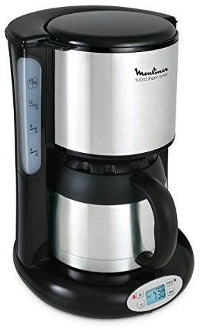 Moulinex FT362811 Cafetière Filtre Subito Programmable Isotherme 8-12 Tasses Verseuse Inox Anti-Goutte Maintien au Chaud 4 Heures Café Noir