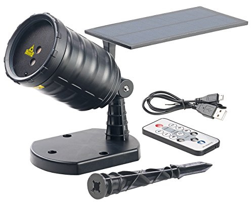 Lunartec Gartenlaser: Solar-Laser-Projektor mit Akku, Sternenregen-Lichteffekt, Timer, IP65 (Solar Projektor Weihnachten, Weihnachten Batterie, LED)