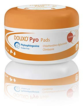 Douxo Pyo, lingettes antibactériennes et antifongiques recommandées par les vétérinaires pour la peau de chien/chat (30 tampons)