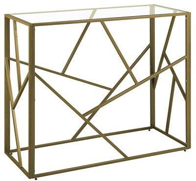 Tavolino consolle in vetro e metallo oro