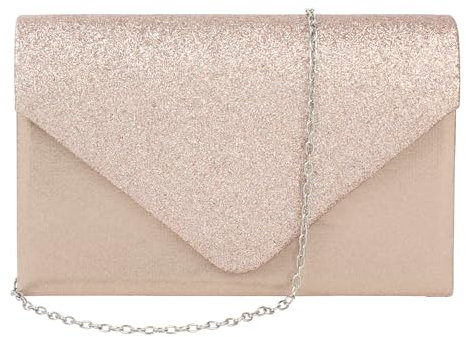 MEGAUK Damen Clutch Glitzer Elegant Abendtasche Glänzend Handtasche Envelope Tasche Strass Unterarmtasche mit Kette für Hochzeit Wedding Prom Party
