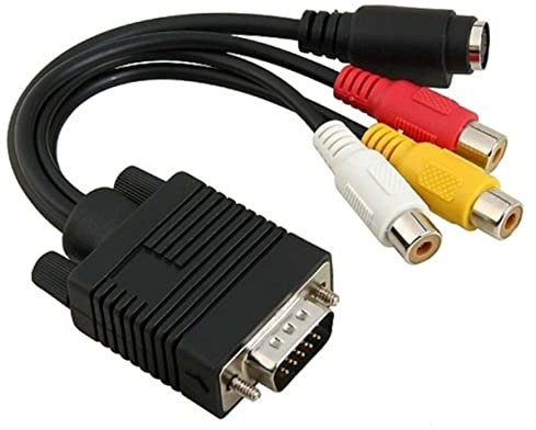 Veemoon Vga to 3 Rca Adapter Converter Cable for Desktop and Laptop Computer Compatible and Nv6 Series Graphics Cards, Svga to S-video Connection for Video Output