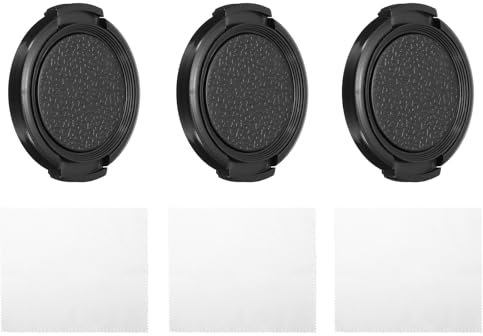 PATIKIL Tapa de Objetivo de 39 mm, Paquete de 3 Tapas de Objetivo de Cámara de Pellizco Lateral con Paño de Limpieza, Adecuadas para Objetivos DSLR Universales de Rosca de 39 mm, Negro