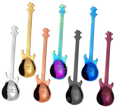 PRETYZOOM 7piezas Cucharas De Guitarra Inoxidable Duraderas Múltiples Usos Café Azúcar