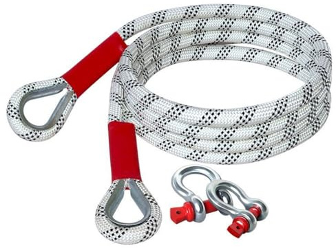 Cuerda de Remolque de recuperación cinética de 5M20T 44,000lb pies Correas de Remolque de Servicio Pesado con 2 grilletes de Anillo,Cuerda de Remolque cinética de Nailon camioneta 4WD SUV ATV (5m20t)