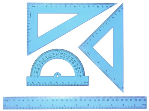 sourcing map Set di 4 righelli triangolari, 30 cm, in plastica, con goniometro geometrico, triangolare, scala ingegneristica, kit per ufficio e casa, blu