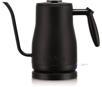 Bodum 34oz Bistro Gooseneck Electric Water Kettle, Pour Over Coffee & Tea, Stainless Steel, Matte Black