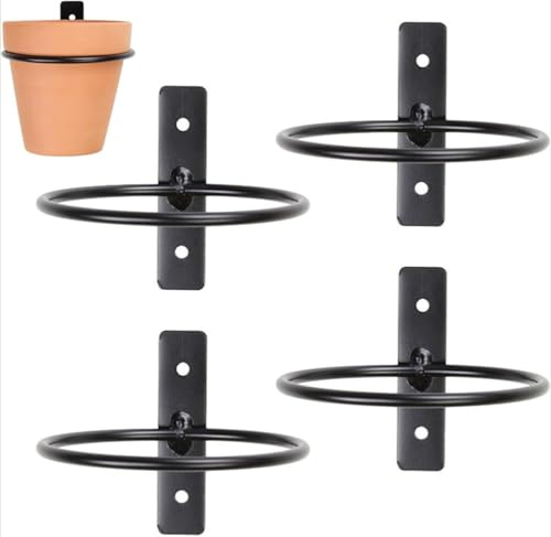 Daaxing Lot de 4 supports muraux pour pots de fleurs de 10/13/15/20 cm, supports en métal pour pots pour la maison, jardin, balcon, patio (13 cm)