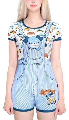 LittleForBig sidensparkdräkt Onesie pyjamas bodysuit – Little Blue Furrytail Racecar sparkdräkt